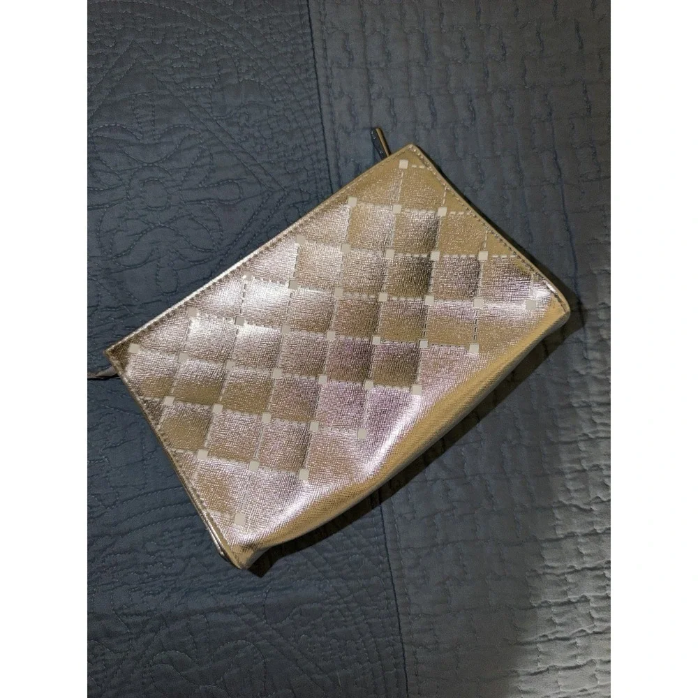 Michael Kors Silver Cosmetic Bag Case Women Travel Make‎ Up Case